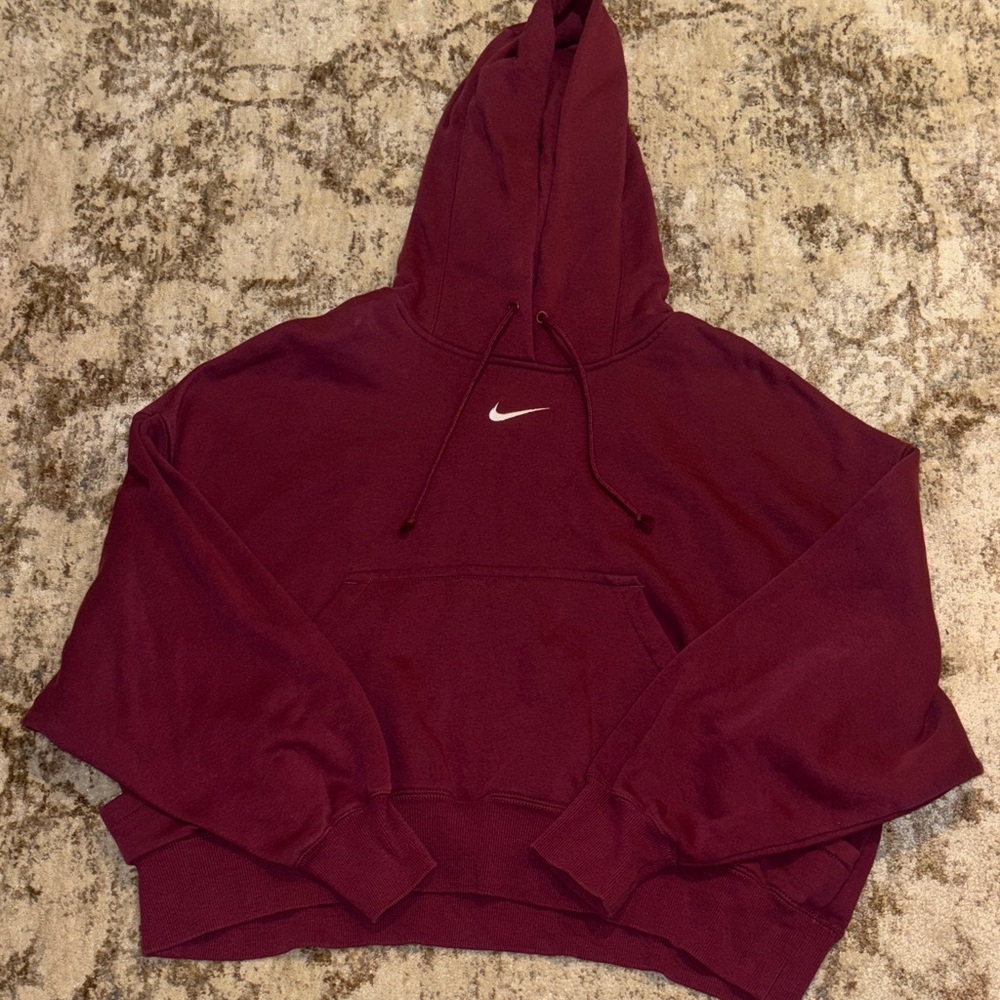 Nike Women's Maroon Pullover Hoodie with White Swoosh
